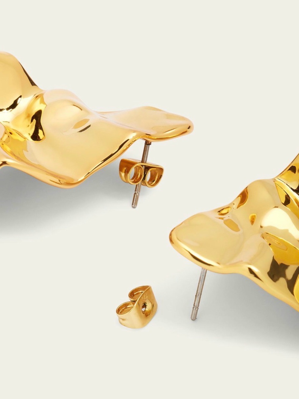 NEW Alexis Bittar Large Gold Crumpled Post Earrings Molten Metal AU21 - Picture 5 of 12